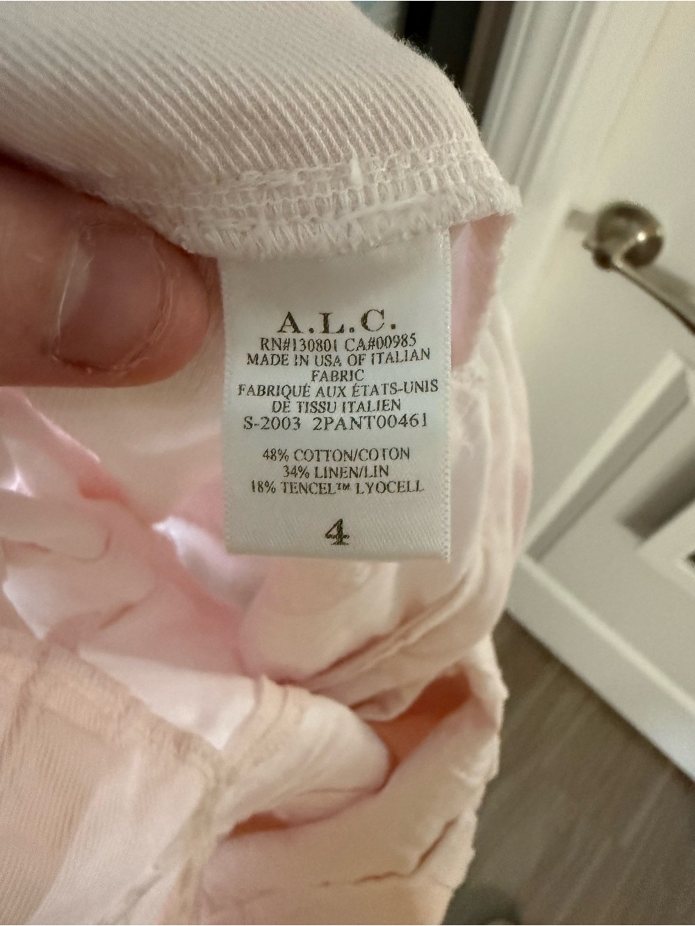A.L.C. Utility Cargo Barrel Pants Size 4 Pink Cotton Linen Tencel - Picture 6 of 6